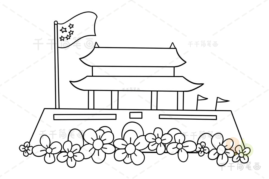 国庆节涂色画模板图片大全_涂色画