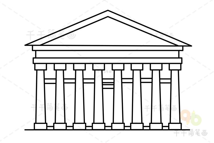 古希腊帕特农神庙简笔画画法