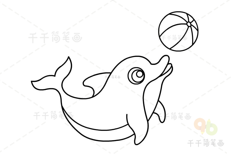 幼儿海洋动物海豚涂色画图片大全 海底世界涂色画简笔画