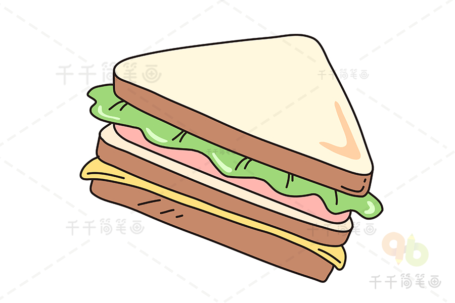 三明治简笔画卡通图片