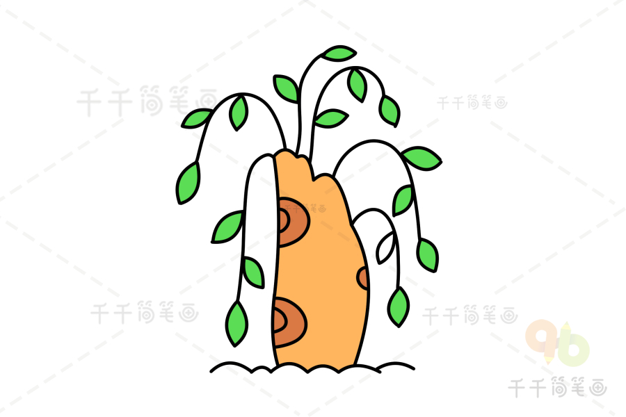 杨柳树简笔画彩色图片