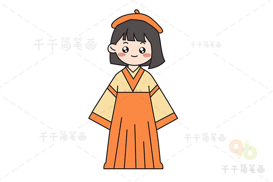 朝鲜族服饰简笔画彩色图片