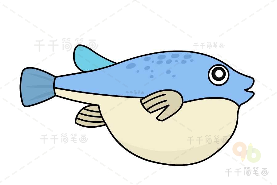 河豚鱼简笔画简单图片