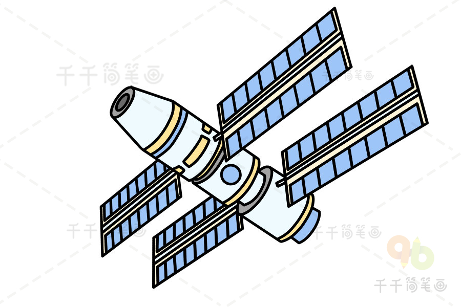 中国空间站手绘海报图片