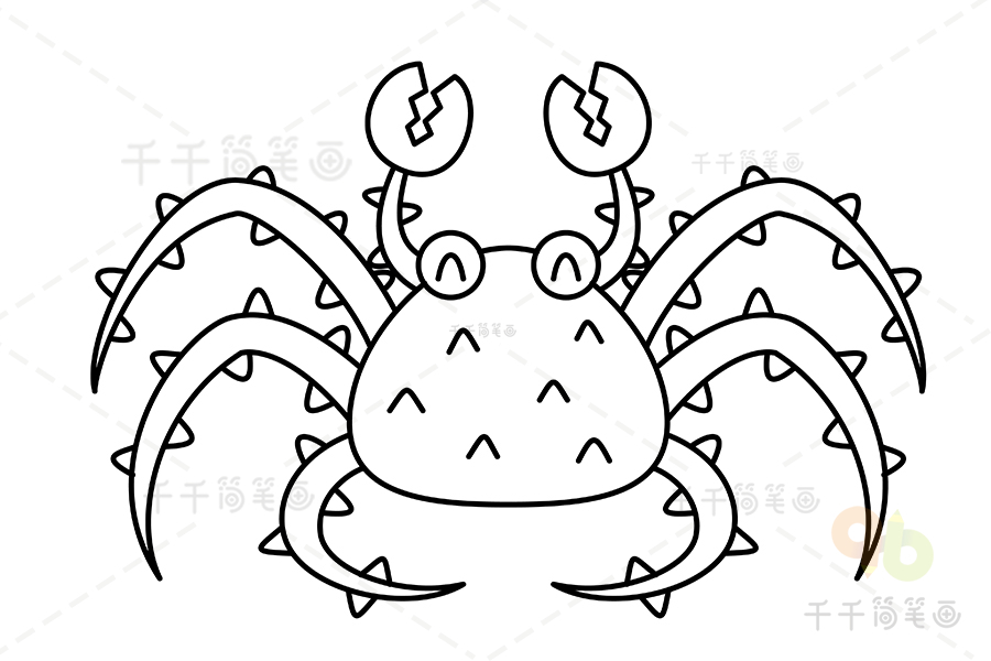 螃蟹的简笔画 黑白图片