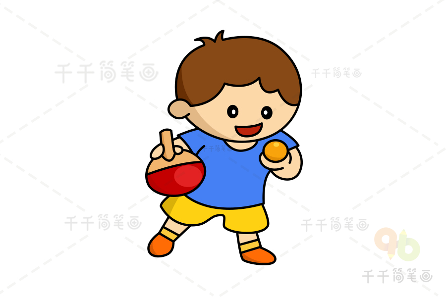 小孩打乒乓球简笔画图片