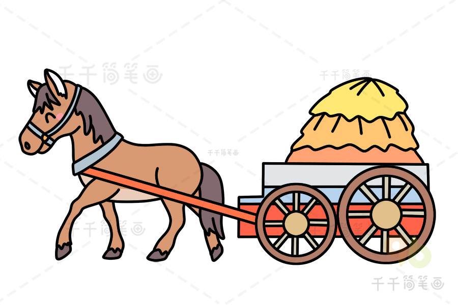 古代马车的简笔画图片