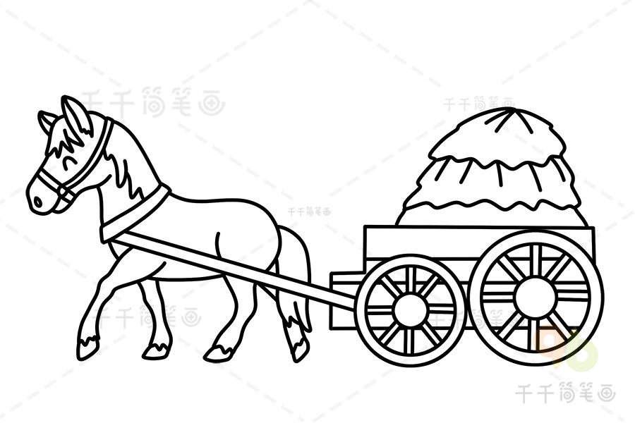 古代马车的简笔画图片