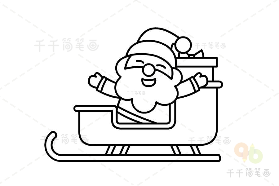 圣诞老人坐雪橇简笔画图片