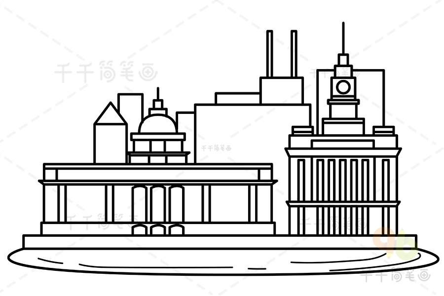 上海房子简笔画图片