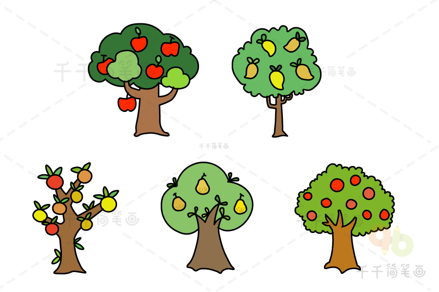 如何画一组果树简笔画