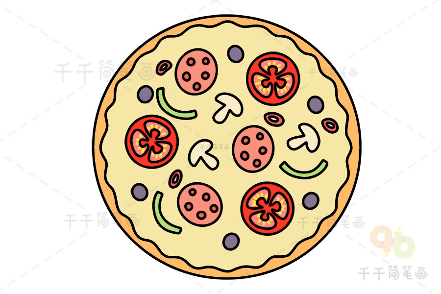 儿童披萨简笔画彩色图片