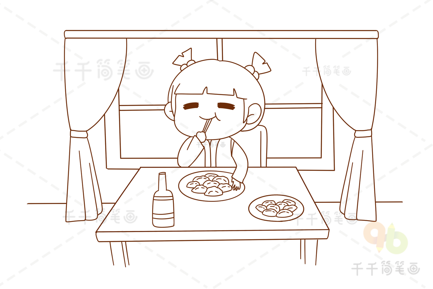 吃饺子简易画图片