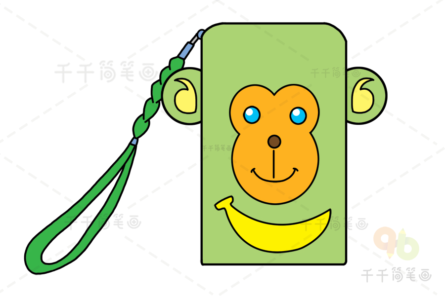 卡通猴子手机套简笔画