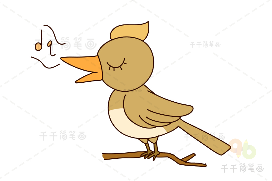 唱歌的小鸟简笔画涂色图片