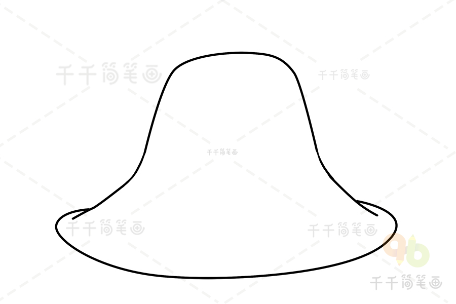 少女風蝴蝶結太陽帽簡筆畫_帽子簡筆畫