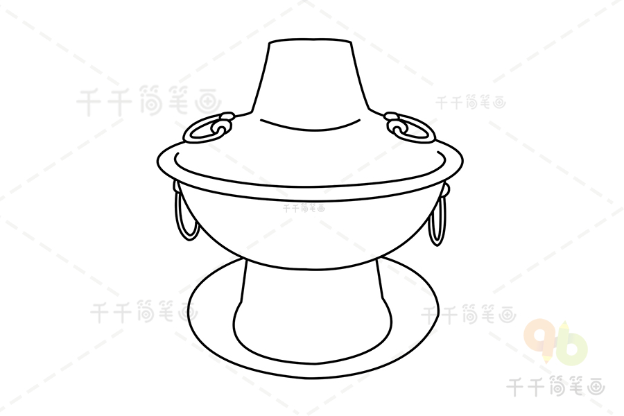 老北京铜锅涮肉简笔画图片