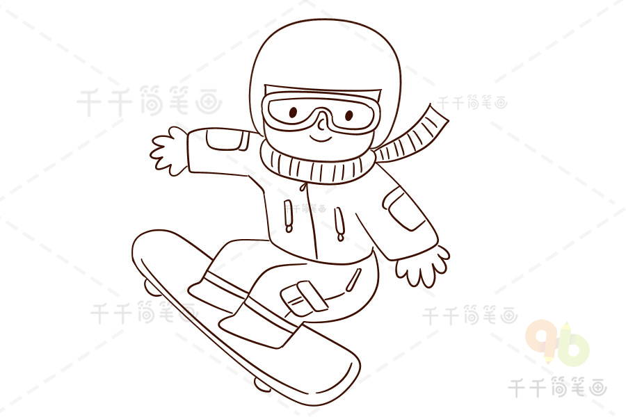 如何画单板滑雪运动员简笔画
