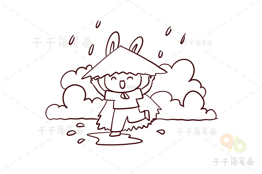 千千简笔画谷雨图片