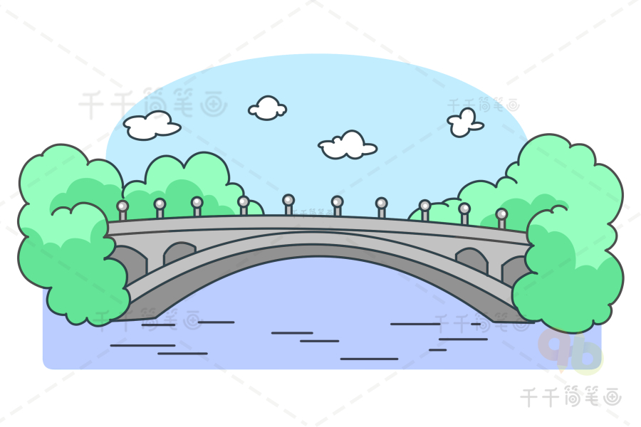 赵州桥手绘图图片