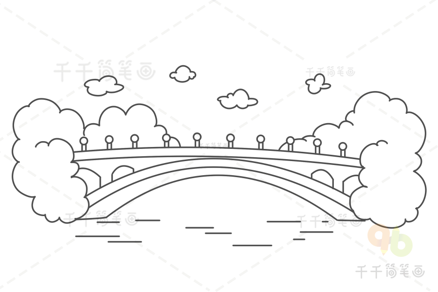 赵州桥的示意图手绘图片