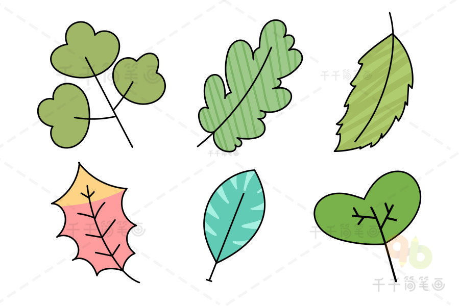 植物叶子简笔画彩色图片