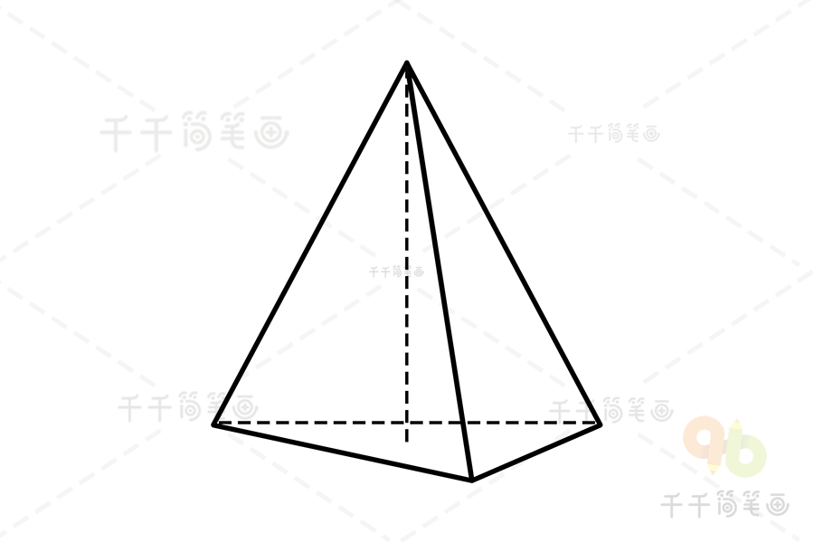 三角锥体简笔画 数字形状简笔画