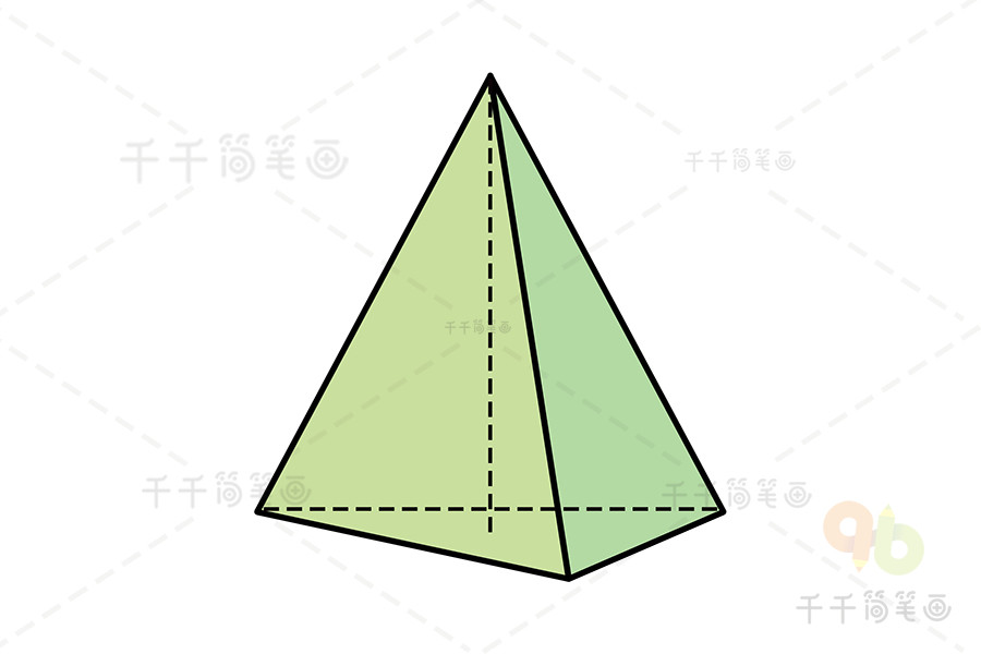 三角锥体简笔画 数字形状