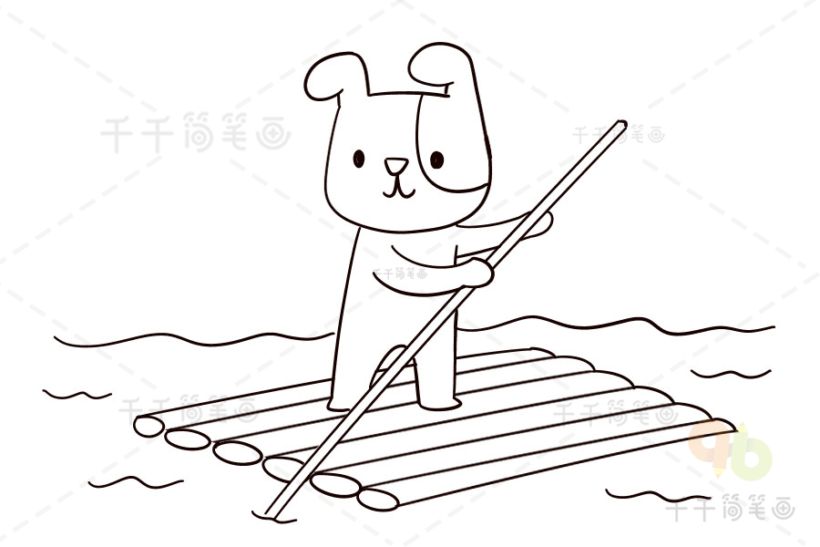 水上竹筏简笔画图片