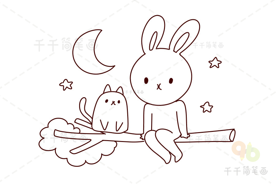 兔子在树下睡觉简笔画图片