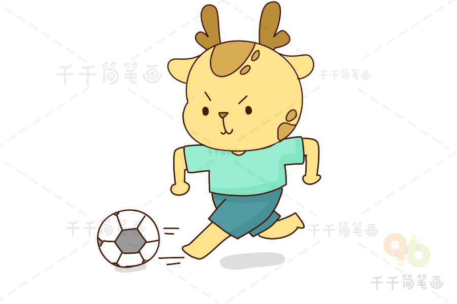 动物踢足球儿童画图片