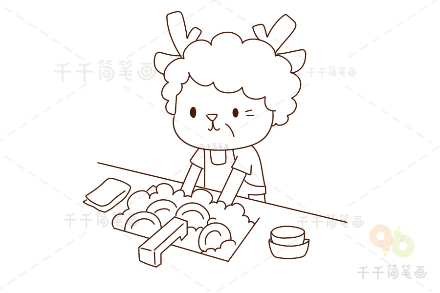 儿童收拾碗筷简笔画图片