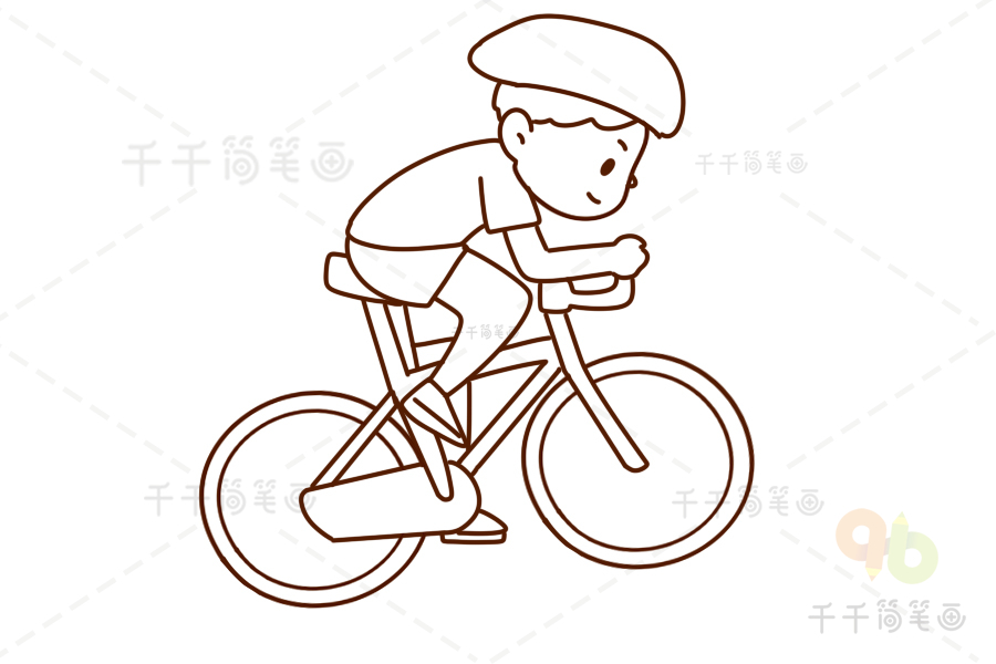 骑自行车的男孩简笔画图片