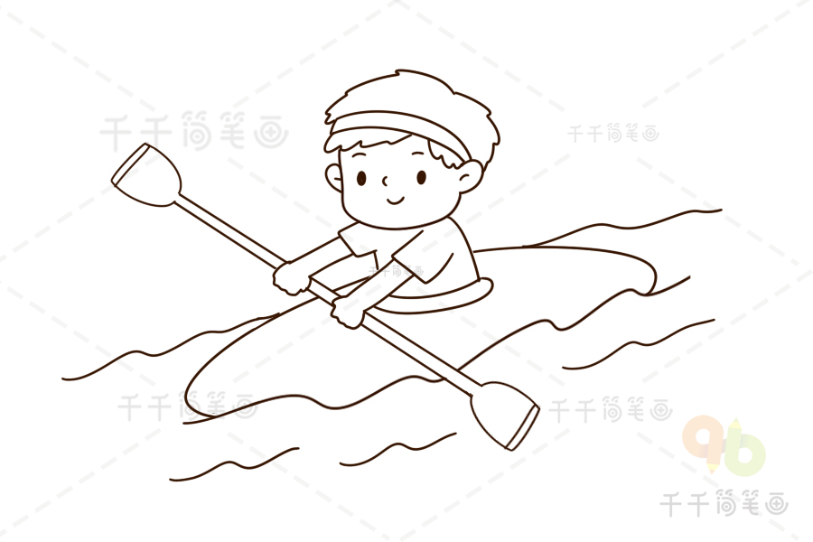 静水皮划艇简笔画图片