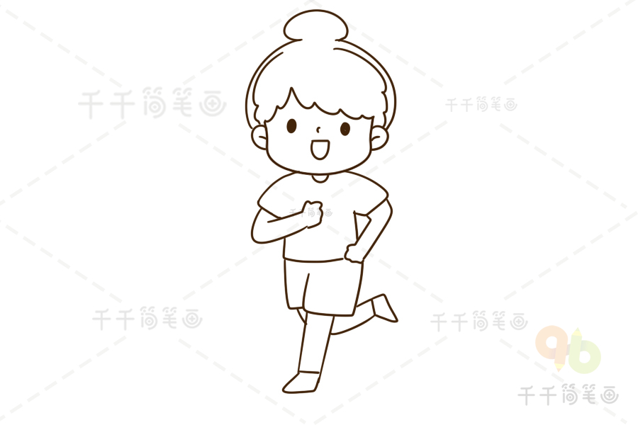 跑步的女孩简笔画