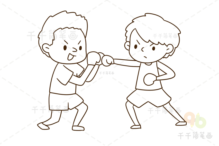 拳击比赛简笔画图片