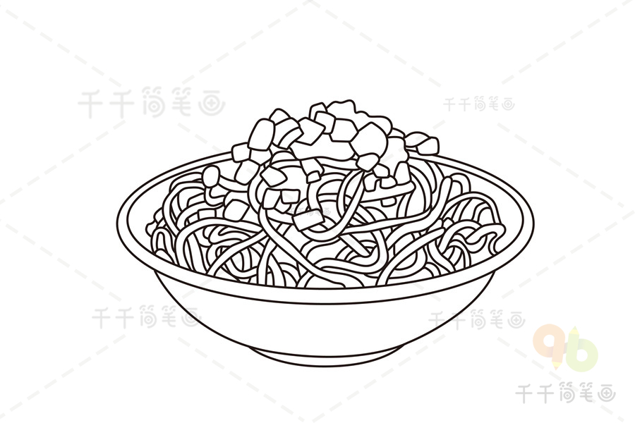 武汉经典美食热干面简笔画