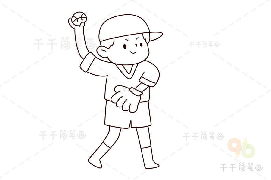 扔垒球的小孩简笔画图片