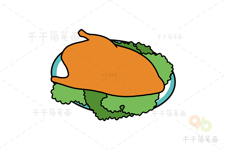 烤鸭简笔画卡通图片