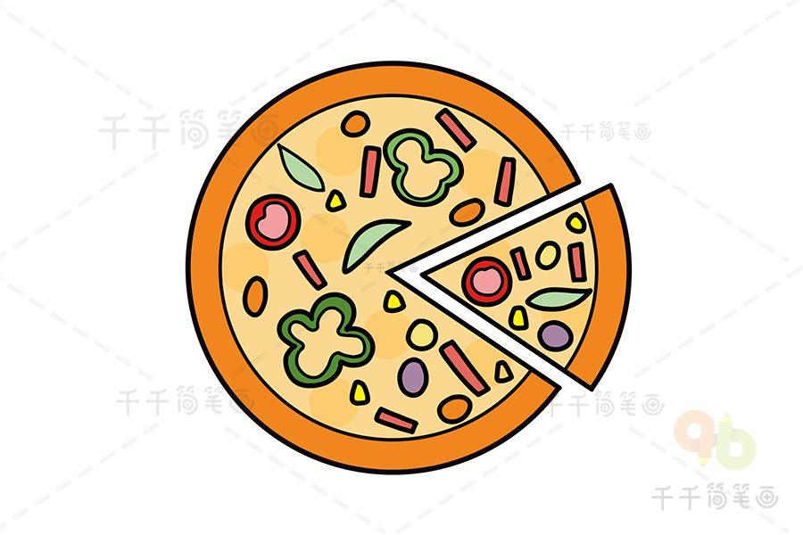 披萨简笔画步骤图解