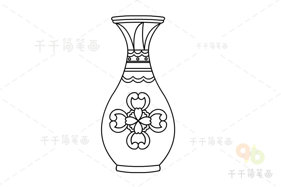 青花瓷花瓶简单简笔画图片