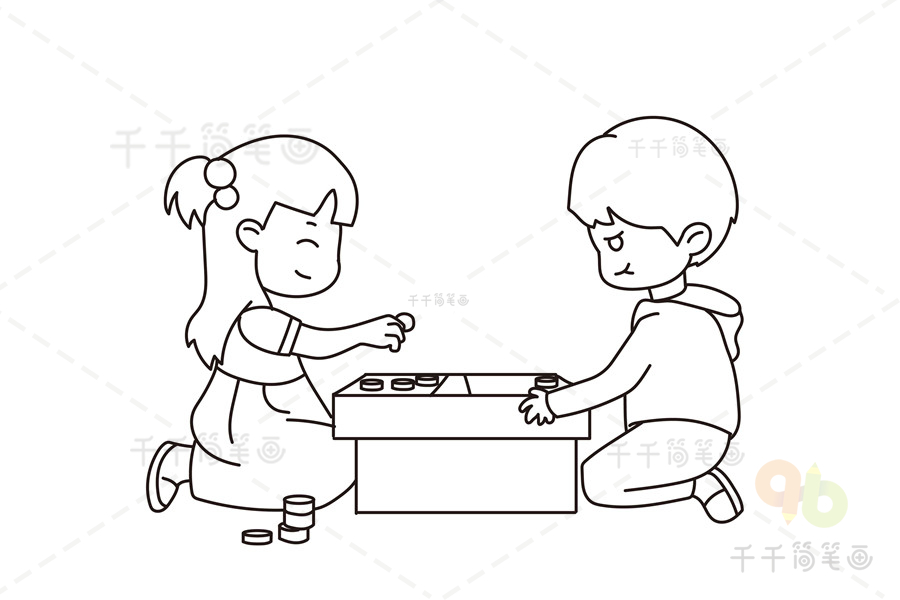 儿童下棋简笔画图片