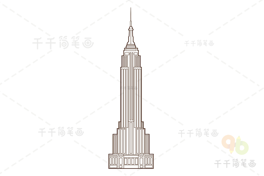 帝国大厦 手绘图图片