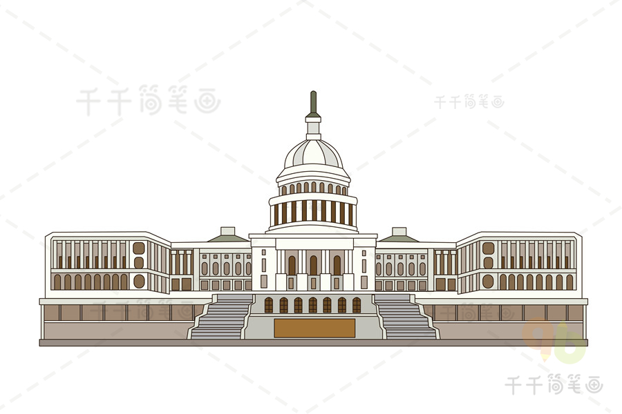 国会大厦简笔画图片