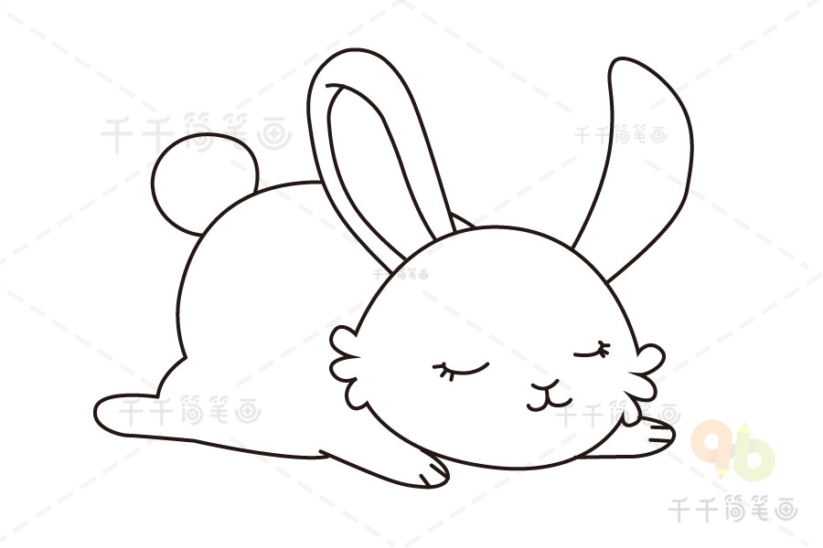 趴着睡的兔子的简笔画图片