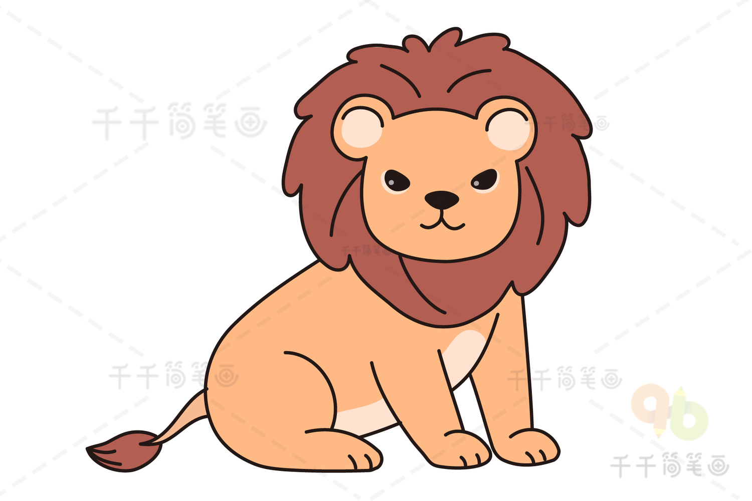 狮子的简笔画带颜色图片