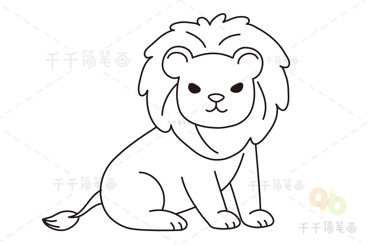 教你画可爱的小狮子简笔画 简单的动物简笔画步骤图 肉丁儿童网