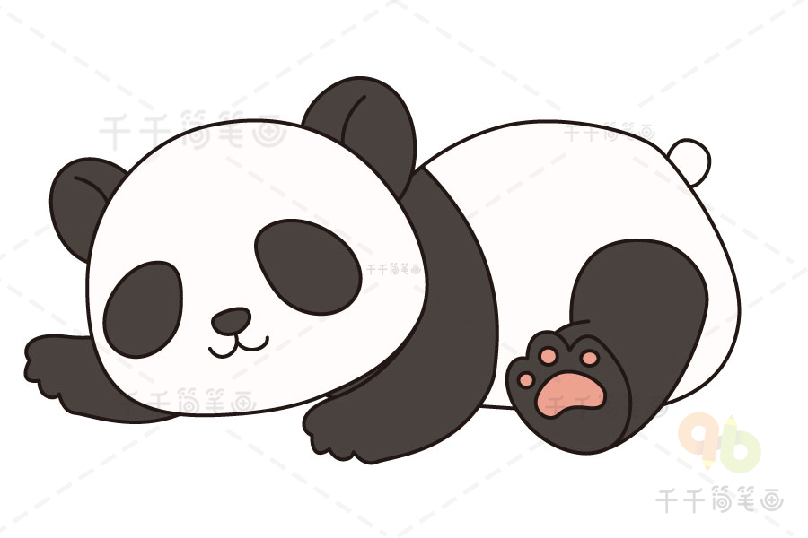 大熊猫画躺着图片