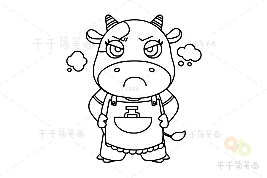 发怒的牛简笔画图片