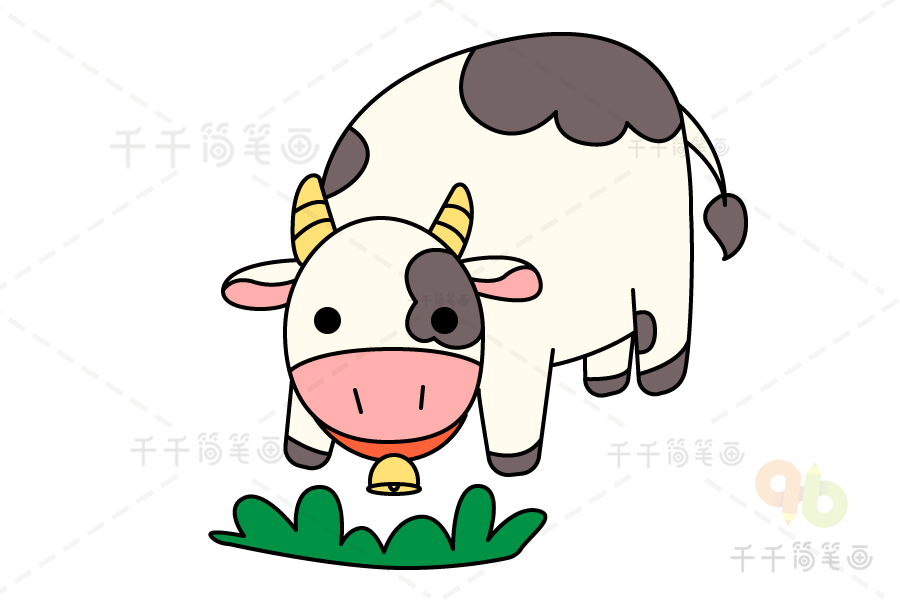 吃草的牛简笔画图片